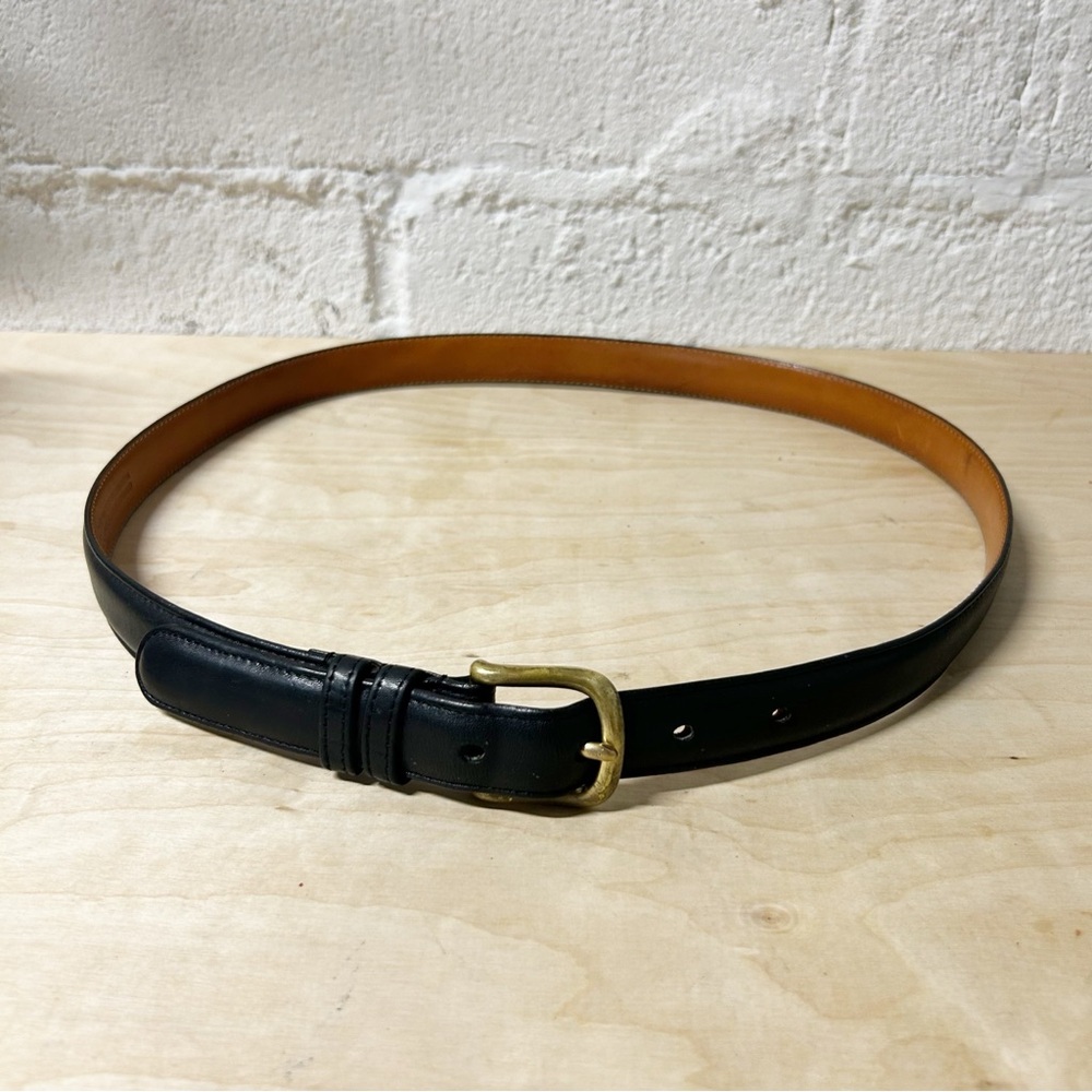 VTG COACH Black/Brown Tanned Cowhide Leather Belt #6600 Brass Buckle Sz 36”/90cm - Picture 2 of 11